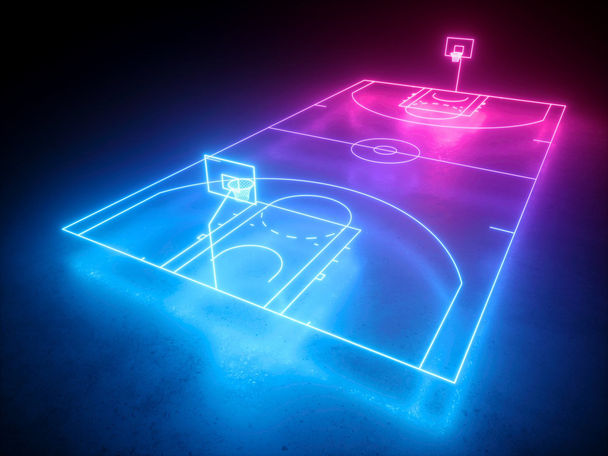 Virtual Neon Basketball Court